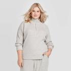 Women's Plus Size Mock Turtleneck Cozy Half Zip Sweatshirt - Who What Wear Gray 1x, Women's,