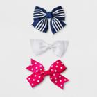 Girls' 3pk Bow Clips - Cat & Jack Navy/white/pink,