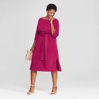Women's Plus Size Midi Wrap Dress - Ava & Viv Berry (pink)