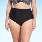 Kona Sol Women's High Waist Modern Bikini Bottom With Pocket - Kona