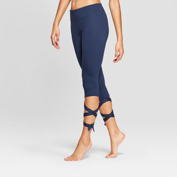 Women's Comfort Side Tie Mid - Rise Capri Leggings - Joylab Navy (blue)