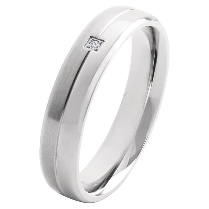 Men's Crucible 0.02 Ct. T.w. Round-cut Diamond Stud Bezel Set Ring In Titanium (h-i-si2)), Size: