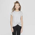 Girls' Short Sleeve Twist Front T-shirt - Art Class Heather Gray
