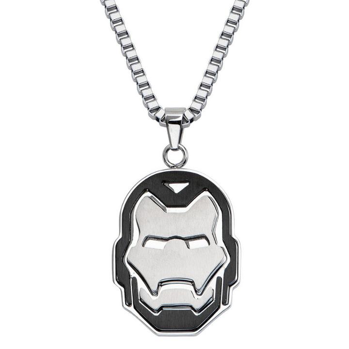 Men's Marvel Avengers Stainless Steel Ironman Helmet Pendant With Chain