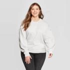 Women's Plus Size Puff Sleeve Crewneck Sweatshirt - Universal Thread Gray