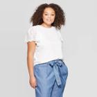 Women's Plus Size Short Sleeve Crewneck T-shirt - Ava & Viv Fresh White