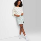 Women's Side Slit Mini Skirt - Wild Fable Blue Floral