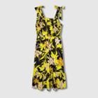 Women's Floral Print Sleeveless Smocked Dress - Who What Wear Black