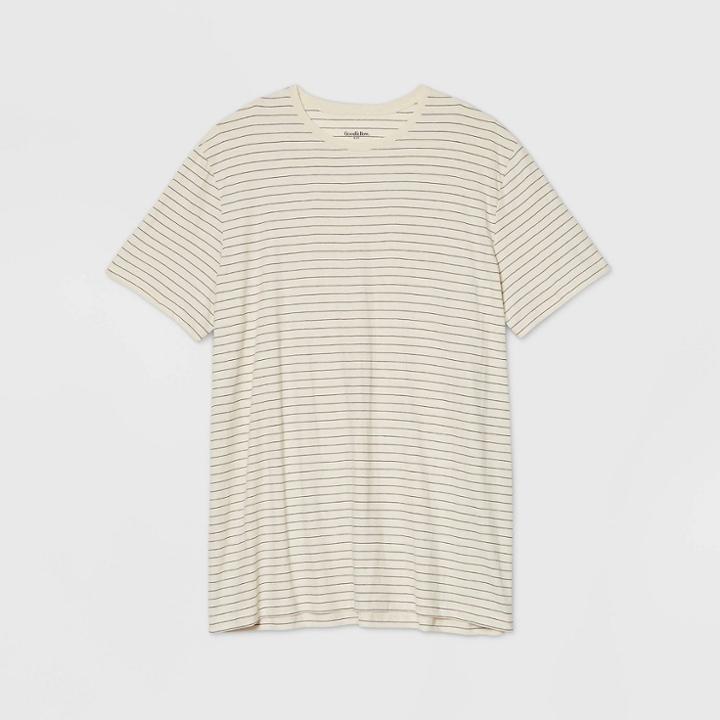 Men's Striped Big & Tall Athletic Fit Short Sleeve Novelty Crew Neck T-shirt - Goodfellow & Co Cream 2xb,