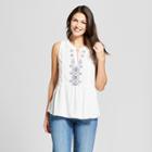 Women's Sleeveless Embroidered Textured Tank - Knox Rose White