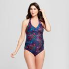 Maternity Wrap Halter One Piece Swimsuit - Isabel Maternity By Ingrid & Isabel Navy Print S, Women's, Blue