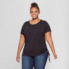 Women's Plus Size Side Ruched Short Sleeve T-shirt - Ava & Viv Black X