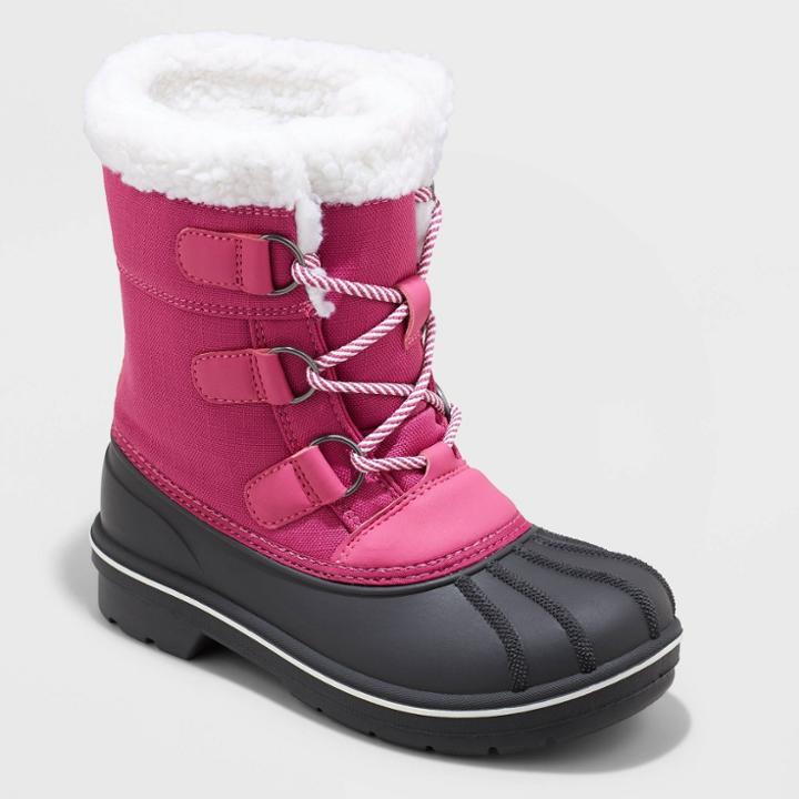 Kids' Kit Lace-up Winter Boots - Cat & Jack Purple