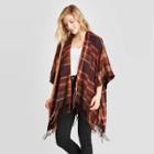 Women's Woven Plaid Kimono Jacket - Universal Thread Rust One Size, Women's, Red