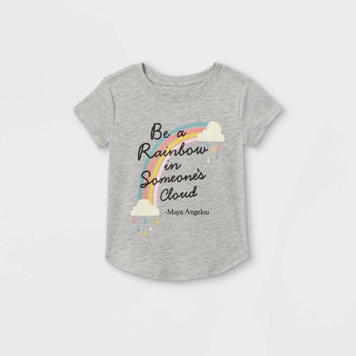 Maya Angelou Toddler Girls' 'be A Rainbow In Someone's Cloud' Short Sleeve Graphic T-shirt - Gray