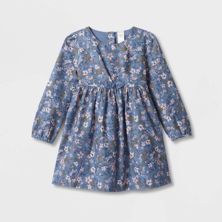 Oshkosh B'gosh Toddler Girls' Floral Long Sleeve Dress - Blue