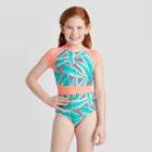 Girls' Tropical Thunder One Piece Swimsuit - Art Class Pink Coral Xs, Girl's, Green