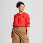 Women's Plus Size 3/4 Sleeve Smocked Blouse - Who What Wear Red