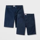 Boys' 2pk Flat Front Stretch Uniform Shorts - Cat & Jack Navy