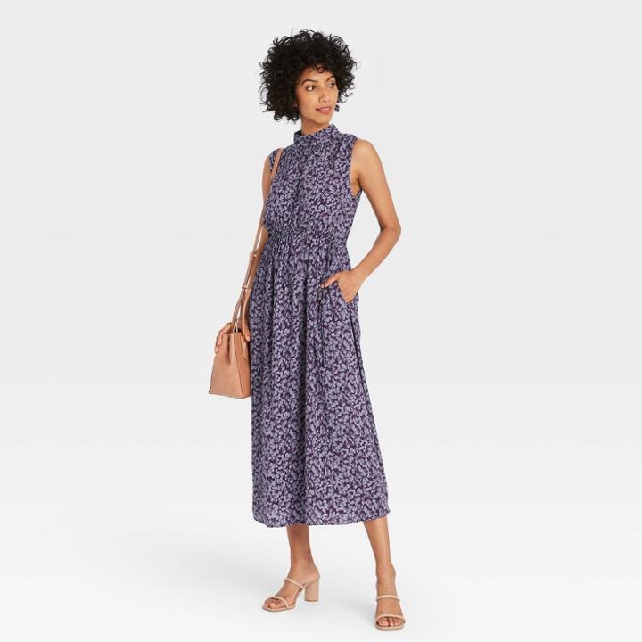 Women's Sleeveless Cinched Waist Dress - A New Day Blue