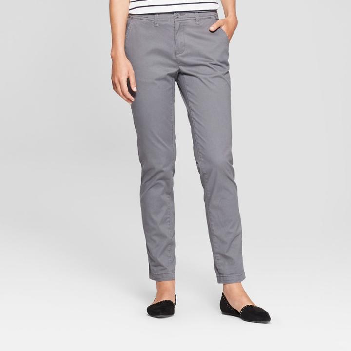 Women's Slim Chino Pants - A New Day Gray
