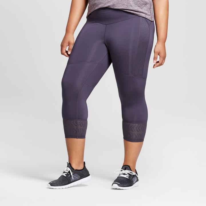 Women's Plus-size Embrace Jacquard Mesh Leggings - C9 Champion Dark Gray