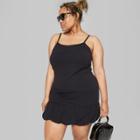 Women's Plus Size Strappy Knit Bubble Hem Dress - Wild Fable Black