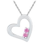 Target Created Pink Sapphire Prong Set Two-stone In Heart Pendant In Sterling Silver, Girl's, White