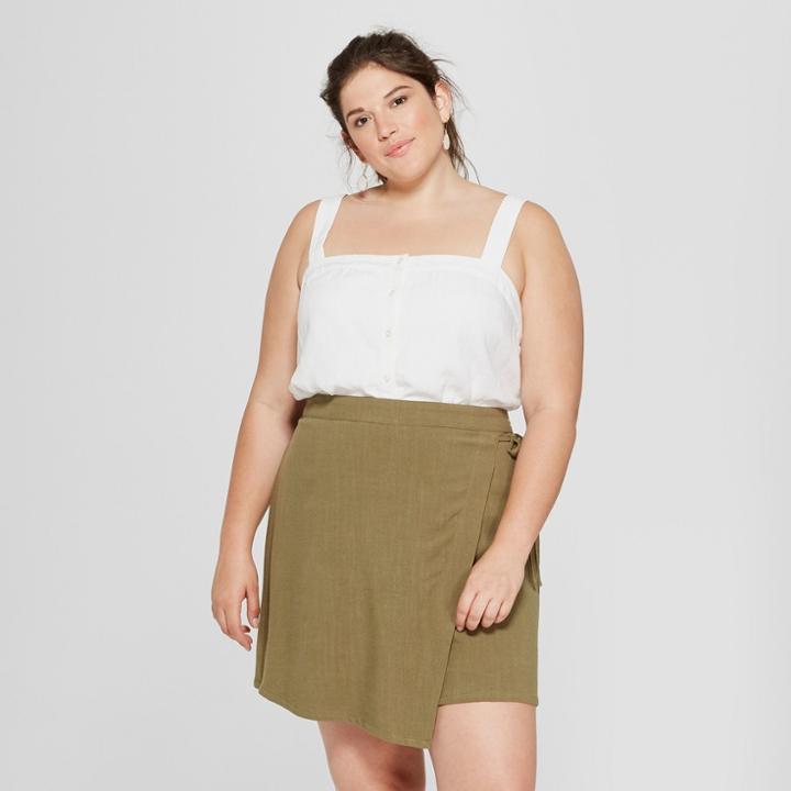 Women's Plus Size Button Front Tank - A New Day White X