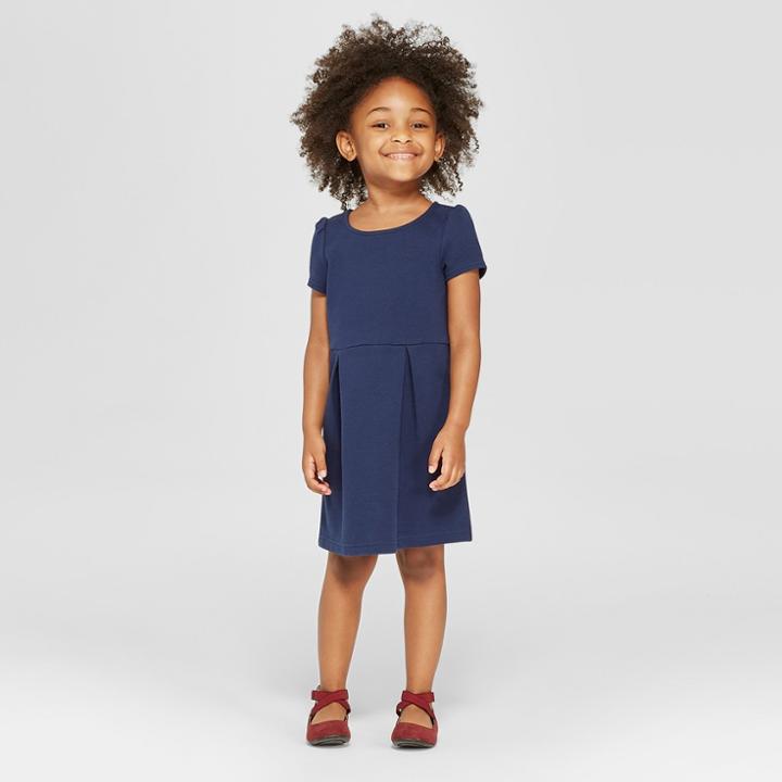 Toddler Girls' Uniform Knit Jumper - Cat & Jack Navy 5t, Girl's, Blue