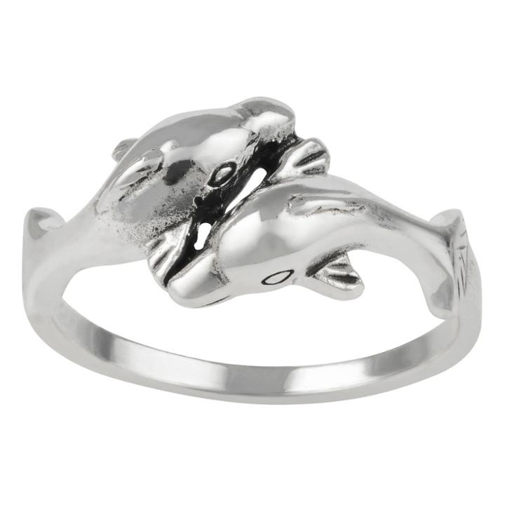 Women's Journee Collection Double Dolphin Ring In Sterling Silver -