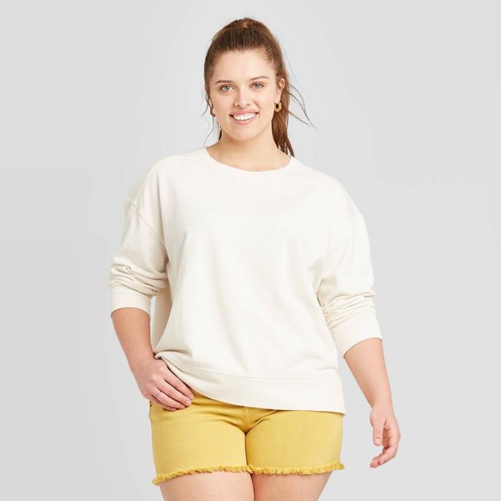 Women's Plus Size Crewneck Sweatshirt - Universal Thread Cream 1x, Women's, Size: