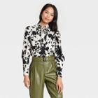 Women's Floral Print Puff Long Sleeve Blouse - Who What Wear Cream