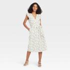 Women's Ruffle Short Sleeve Wrap Dress - A New Day Xl, Off White Floral