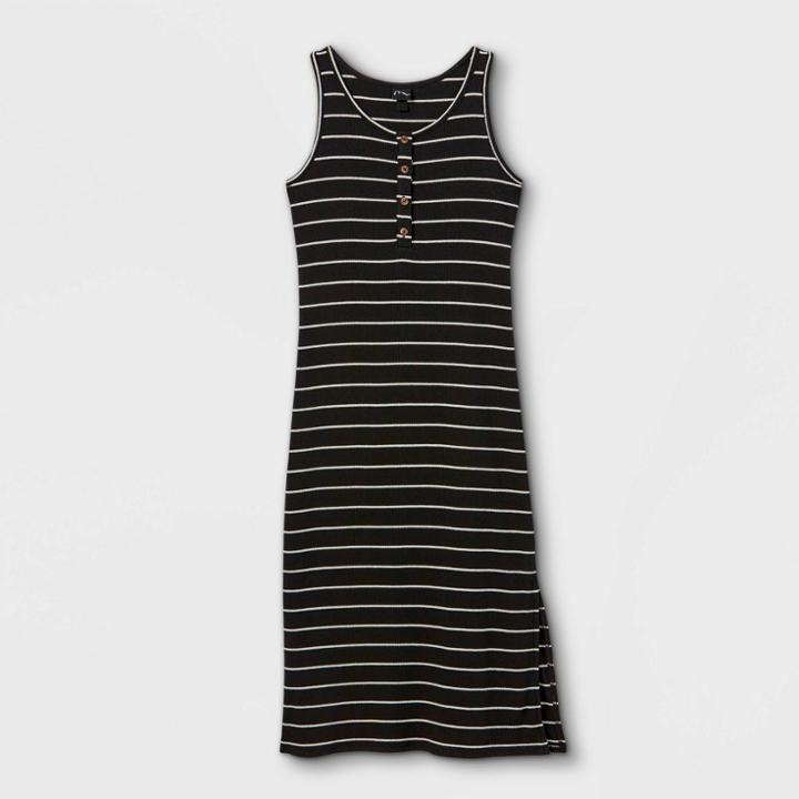 Girls' Rib-knit Midi Sleeveless Dress - Art Class Black/white