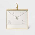 Silver Plated With Cubic Zirconia And Pearl Initial 'b' Charm Cluster Necklace And Earring Set - A New Day