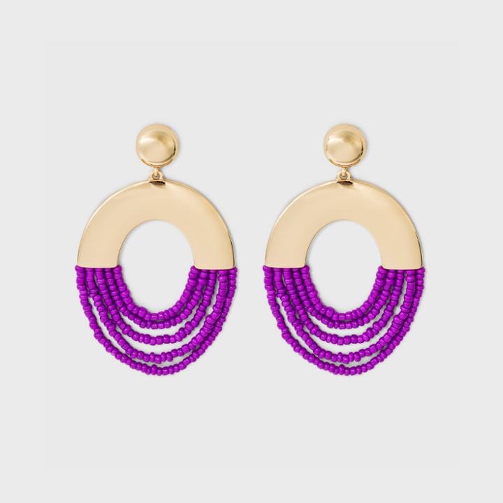 Sugarfix By Baublebar Embellished Hoop Earrings - Purple, Women's