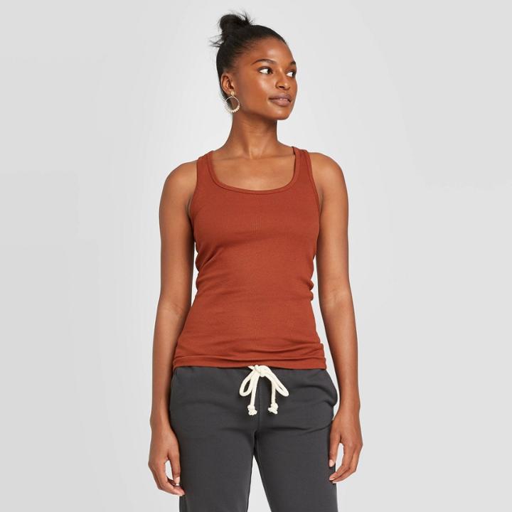 Women's Slim Fit Scoop Neck Tank Top - Universal Thread Rust Xs, Women's, Red