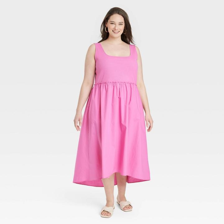 Women's Plus Size Sleeveless Ballet Dress - A New Day Pink