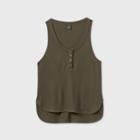 Women's Button-front Thermal Tank Top - Wild Fable Olive Green Xs, Green Green