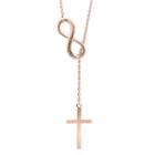 Target Infinity Cross Necklace In Sterling Silver Rose Gold Plated, Girl's, Pink Rose