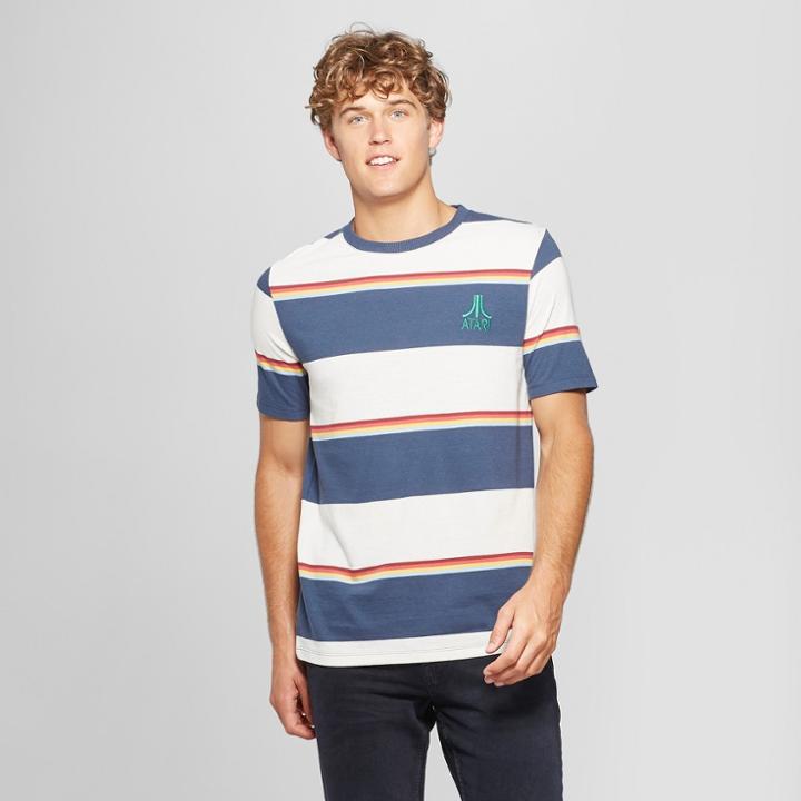 Junk Food Men's Atari Short Sleeve Striped T-shirt - Wild Blue