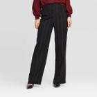 Women's Striped Mid-rise Silky Wide Leg Ankle Length Pull-on Pants - Who What Wear Black/white