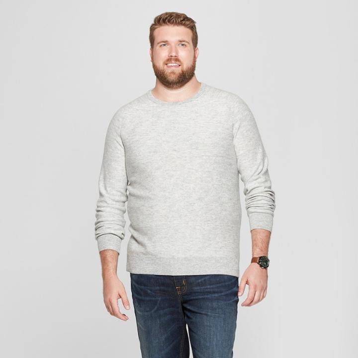 Men's Big & Tall Striped Crew Neck Sweater - Goodfellow & Co Light Grey 5xbt, Size: