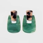 Acrylic Door Knocker Statement Earrings - A New Day Jade/tortoise, Women's, Green