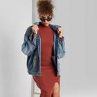 Women's Distressed Denim Trucker Jacket - Wild Fable Medium Wash Xs, Women's, Blue