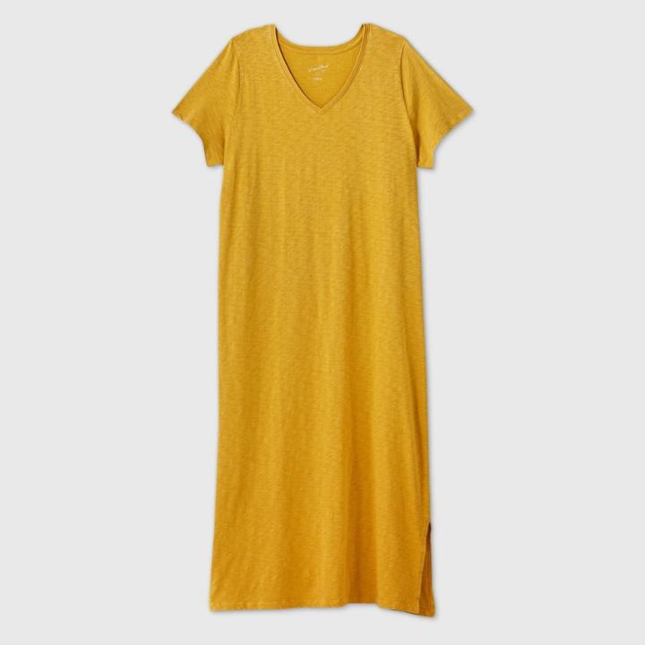 Women's Plus Size Short Sleeve Dress - Universal Thread Yellow