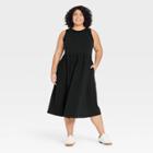 Women's Plus Size Sleeveless Knit Ballet Dress - A New Day Black