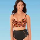 Women's Slimming Control Cut Out Over The Shoulder Bikini Top - Beach Betty By Miracle Brands Orange S, Women's,