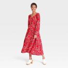 Women's Long Sleeve Kaftan Dress - Knox Rose Red